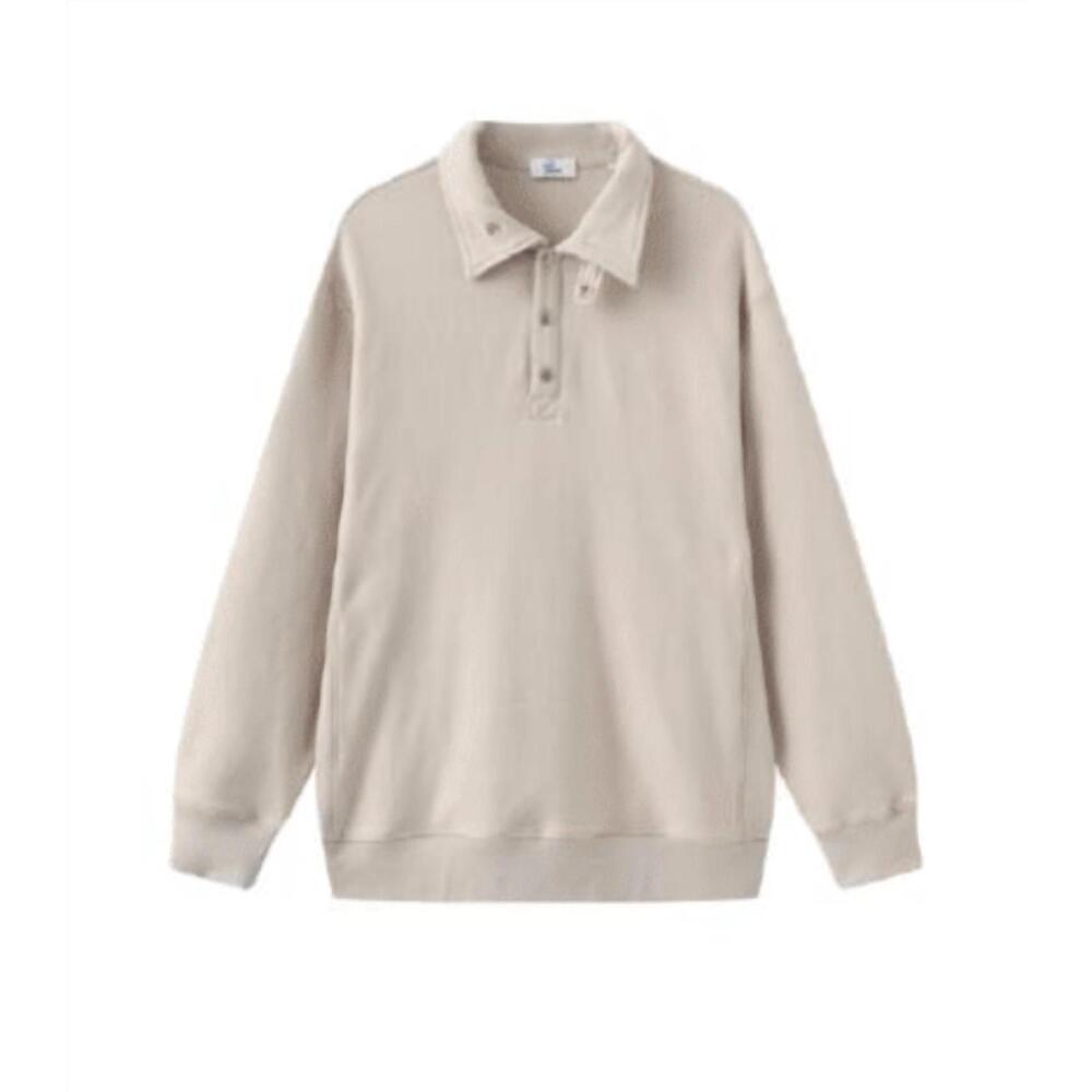 NEW PROPER men's convertible collar polo in ecru